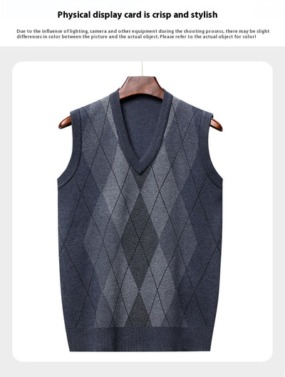 Chaleco Tejido sin Mangas a Cuadros para Hombre - Estilo Casual Moderno - Image 7