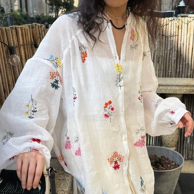 Camisa Resort Francesa con Bordado 3D - Estilo Verano