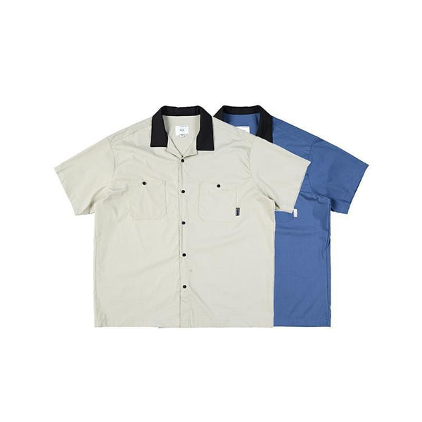 Camisa Casual Manga Corta con Cuello Combinado para Hombre