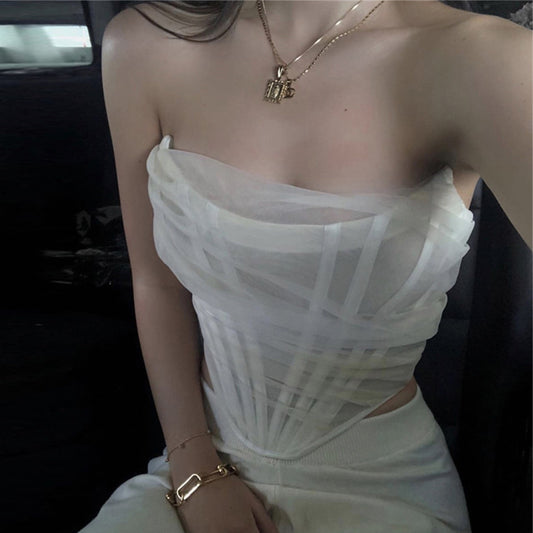 Top Corset Ajustado de Chifón - Diseño Versátil para Cualquier Ocasión - Image 2