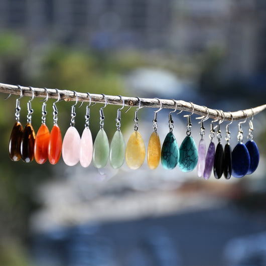 Aretes de Piedra Natural Estilo Chino Gota de Agua - Image 16