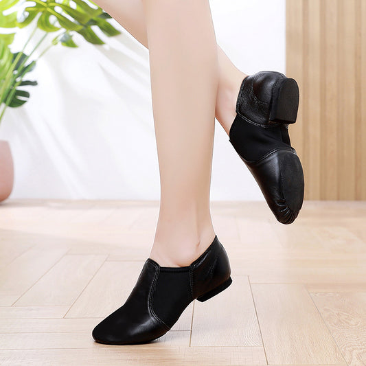 Zapatos de Jazz de Cuero Genuino con Suela Blanda para Práctica