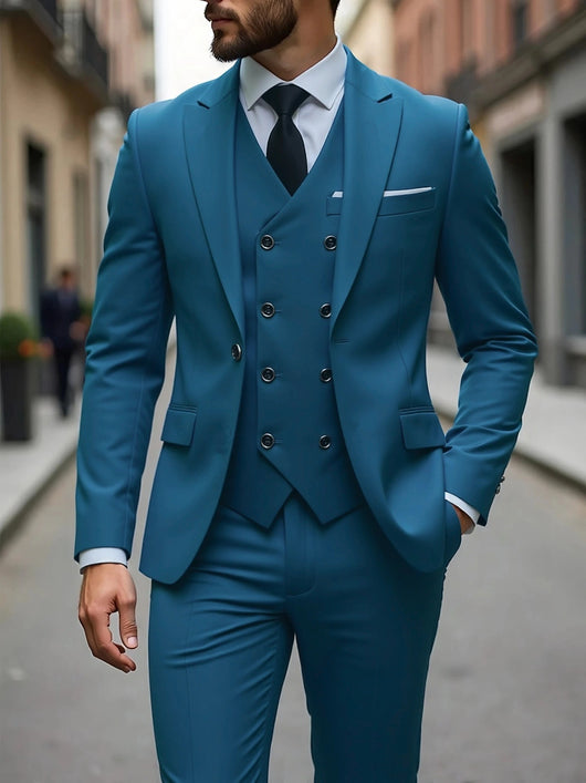 Traje de Negocios Tres Piezas Doble Botonadura para Hombre - Image 11
