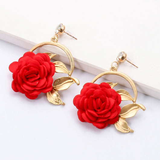 Aretes Colgantes de Tela Floral - Image 21