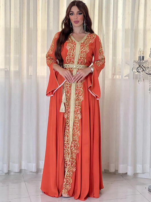 Vestido Árabe Dubái con Bordado y Apliques de Lujo - Image 16