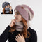 Conjunto de Gorro y Bufanda Tejida Bicolor con Forro Polar - Abrigo Invernal Grueso
