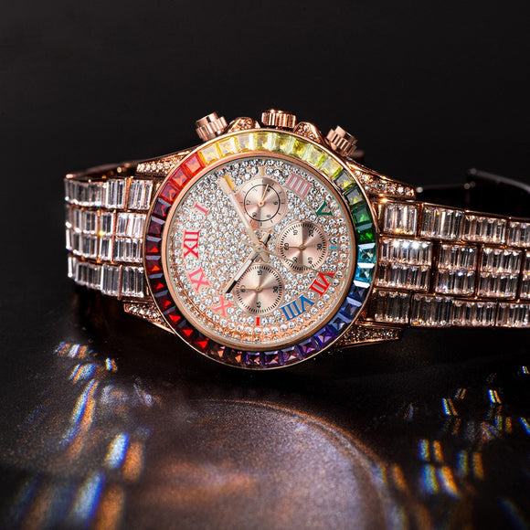 Reloj de Cuarzo Diamante Arcoíris Tres Ojos