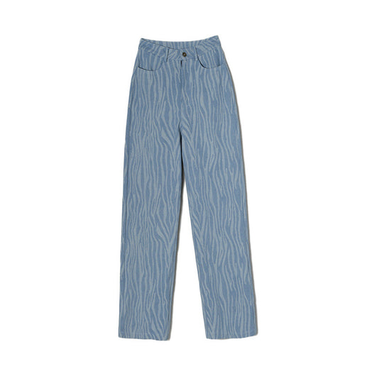 Jeans Tiro Alto Slim Fit Desteñido Tie-dye Azul Oscuro - Image 4
