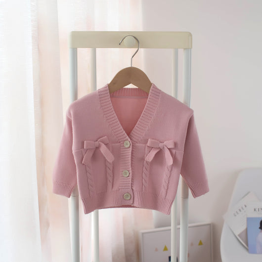 Cardigan Infantil con Lazo V-Neck para Niñas - Image 8