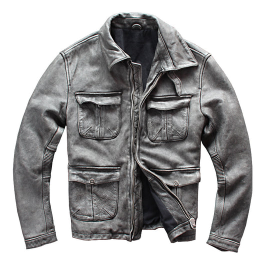 Chaqueta de Cuero para Motociclista con Bolsillos de Negocios - Image 5