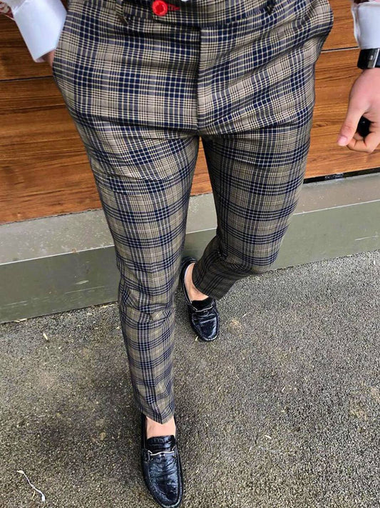 Pantalones Casuales a Cuadros Estilo Europeo Americano Corte Ninth - Image 2