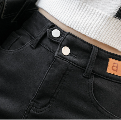 Pantalones Denim Cintura Alta con Forro de Visón para Mujer - Image 11