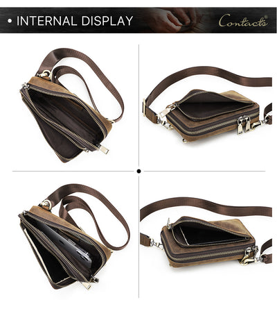 Bolsa Bandolera de Cuero Vintage para Hombre - Estilo Retro Casual - Image 16