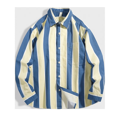 Camisa Holgada de Hombros Caídos con Rayas para Hombre - Image 4