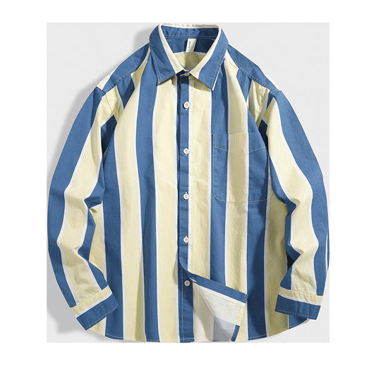 Camisa Holgada de Hombros Caídos con Rayas para Hombre - Image 4