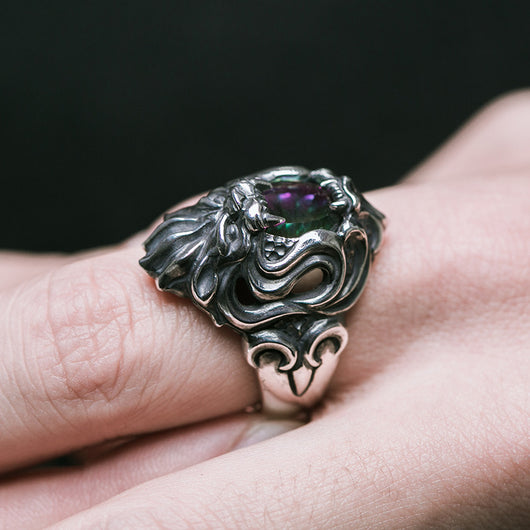 Anillo de Plata Tailandesa Cabeza de León - Diseño Personalidad Masculina