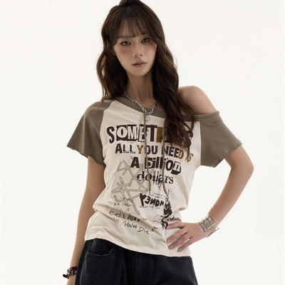 Playera Retro Americana para Mujer con Hombro Caído y Estampado Spicy Girl - Image 7