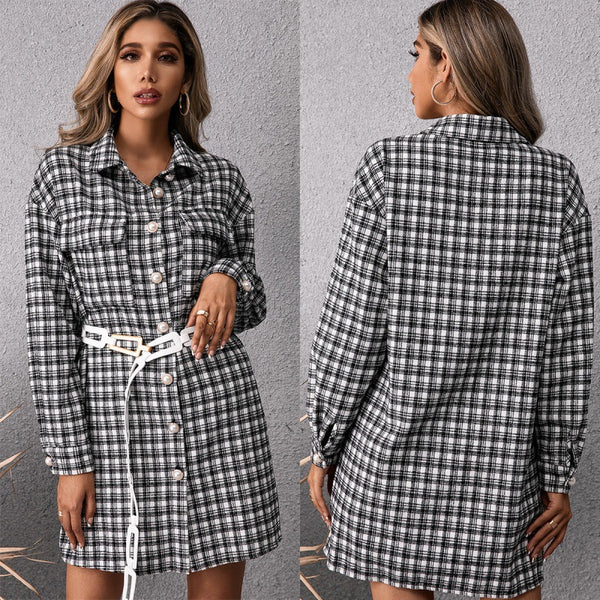 Chaqueta Camisa Cuadros Clásica de Largo Medio