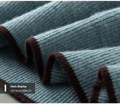 Suéter de Cachemira Holgado con Agujas Contraste para Hombre - Image 11
