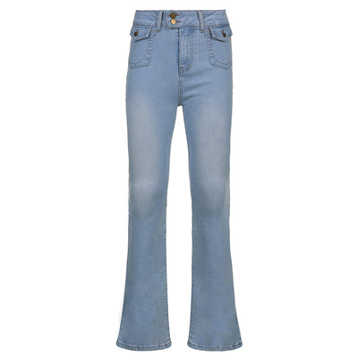 Jeans Rectos con Estrella de Cinco Puntas - Estilo Retro Net Red - Image 7