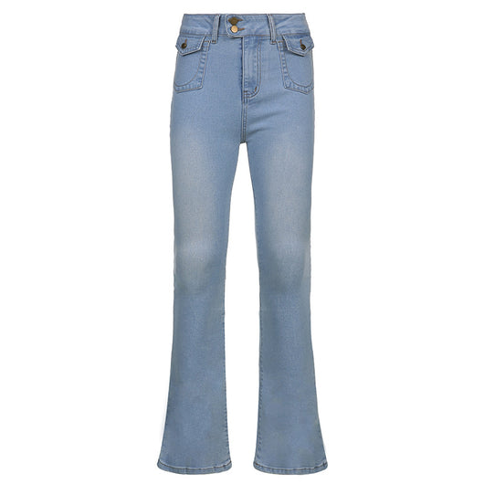 Jeans Rectos con Estrella de Cinco Puntas - Estilo Retro Net Red - Image 7