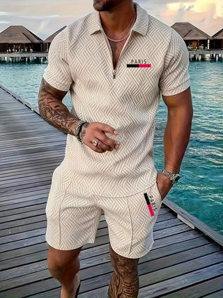 Traje de Baño Casual Retro Cuadros PARIS con Parche Térmico para Hombre - Image 7