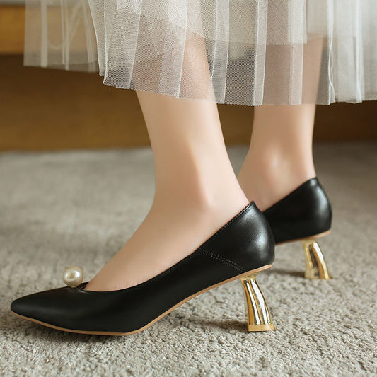 Zapatos de Tacón Grueso Puntiagudo - Estilo Influencer