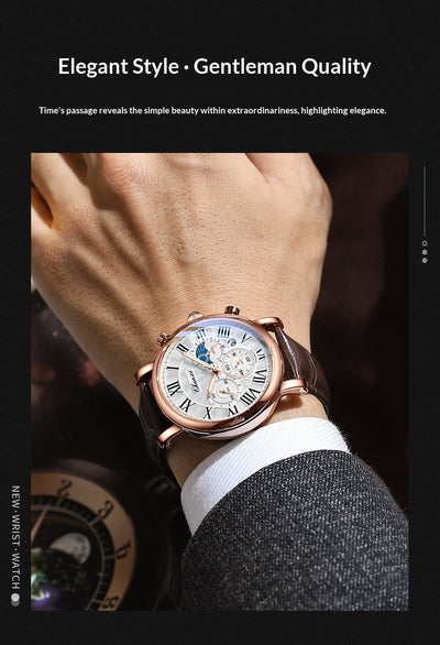 Reloj Empresarial Hombre Fases Lunares Calendario Resistente al Agua - Image 10