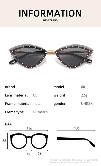 Gafas de Sol Cat Eye Triangulares sin Marco para Mujer - Image 10