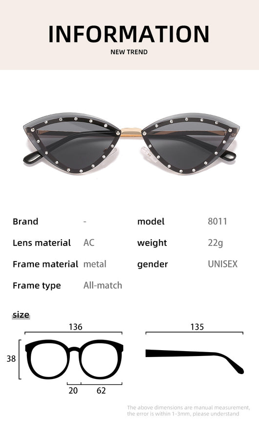 Gafas de Sol Cat Eye Triangulares sin Marco para Mujer - Image 10