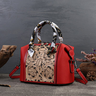 Bolsa Mensajera de Cuero Genuino Grabado Vintage - Estilo Textured Primera Capa - Image 5