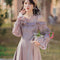 Vestido Vintage Francés Cuello Sling Lila
