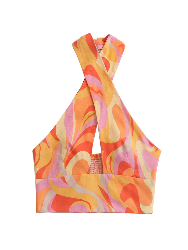 Top Halter Estampado de Poliéster — Tallas S a L - Imagen 4