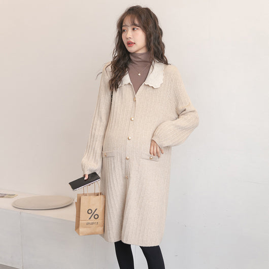 Cardigan Tipo Suéter Estilo Occidental Reductor de Edad con Cuello Solapa y Falda Tejida Elástica Midi - Image 13