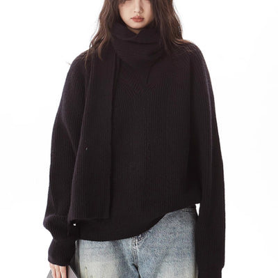 Suéter Cuello Bufanda Gris Industrial para Mujer - Image 2