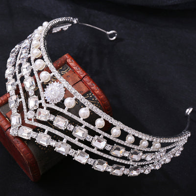 Conjunto de Joyería Nupcial Corona Barroca de Aleación con Zirconia y Pedrería - Image 6