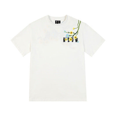 Playera Bordada con Flores - Manga Corta Clásica - Image 3