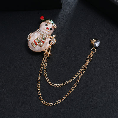 Broche Navideño Muñeco de Nieve Diamantes Doble Capa Estilo Europeo - Image 3