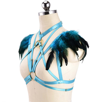 Sostén Harness Gótico Punk con Plumas para Eventos y Prom - Image 11