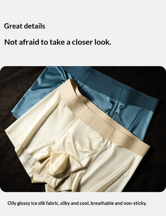 Calzoncillos Boxer Briefs de Seda de Hielo Satinada Antibacteriana para Hombre - Image 17
