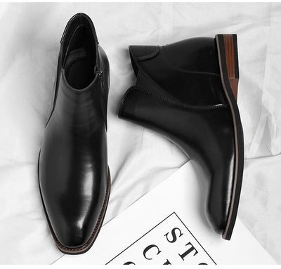 Botas Altas Retro de Cuero para Hombre - Estilo Formal Clásico - Image 2