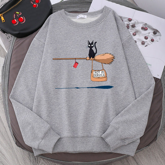 Suéter Holgado Halloween con Estampado de Gato y Letras - Cuello Redondo - Image 5