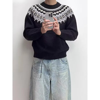 Suéter de Cuello V Relajado para Hombre - Colores Sólidos - Image 2