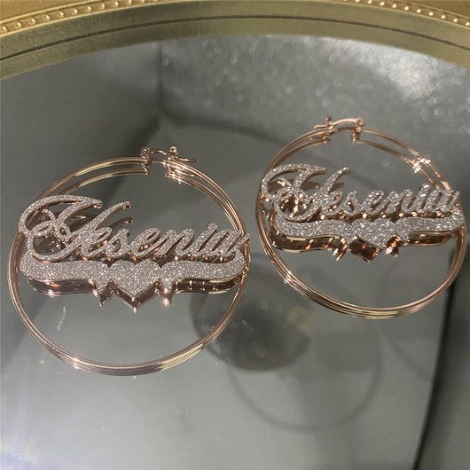 Aretes Personalizados de Acero Inoxidable con Nombre y Circonitas - Image 9