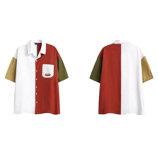 Camisa Retro Unisex con Mosaico Multicolor y Bolsillos - Image 9