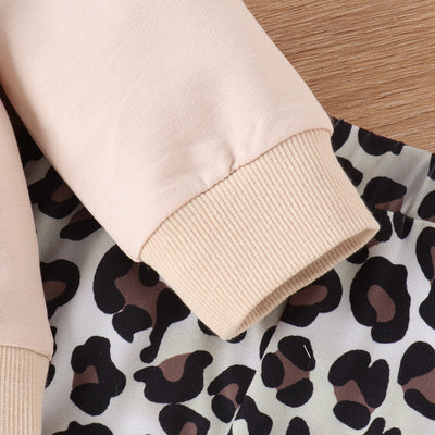 Girls' light pink "Mama's bestie" long-sleeve top with leopard print bell-bottom pants. - Image 11