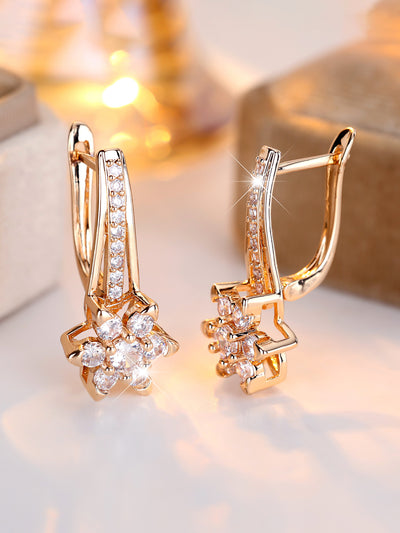 Aretes de Circón Floral con Diamantes Completos - Diseño Europeo de Alta Gama - Image 11