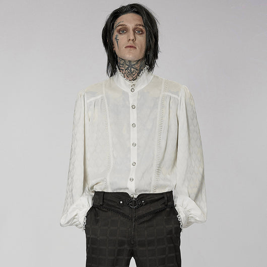 Camisa Clásica de Manga Larga con Cuello Mao para Hombre