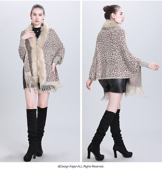 Chal Tejido con Cuello de Pelaje Sintético para Otoño e Invierno - Image 7