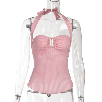 Camiseta Halter Escotada de Color Liso - Image 9